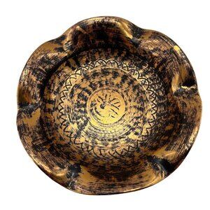 Vintage Hand-Painted Stangl Black Gold Bowl With Scalloped Edge Design